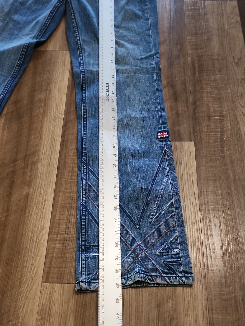 Pepe Jeans London Low Rise Embroidered Hem Y2K Denim Jeans - Picture 12 of 16